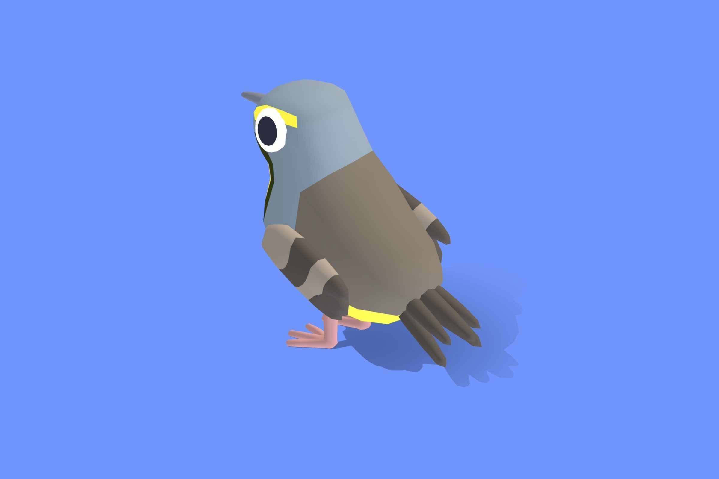 Quirky Series - Yellow Throated Longclaw Low-poly 3D model_2