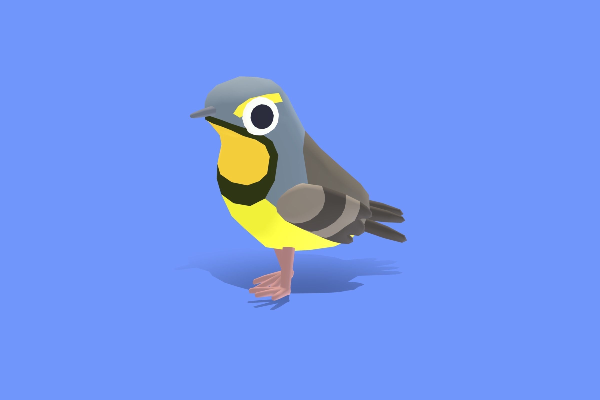 Quirky Series - Yellow Throated Longclaw Low-poly 3D model_7