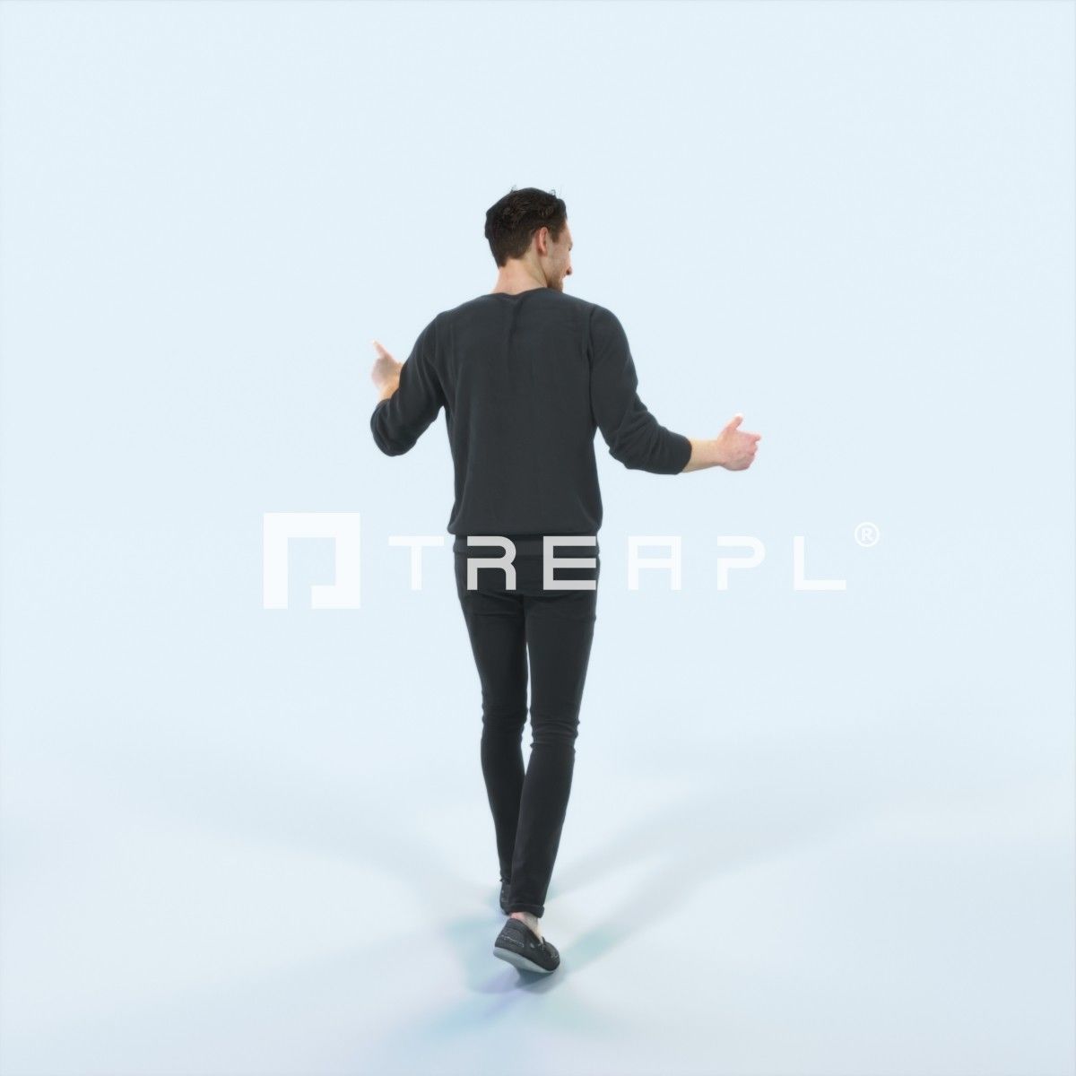 Virtue 11B pointing Couple Pointing walking Casual Man Low-poly 3D model_3