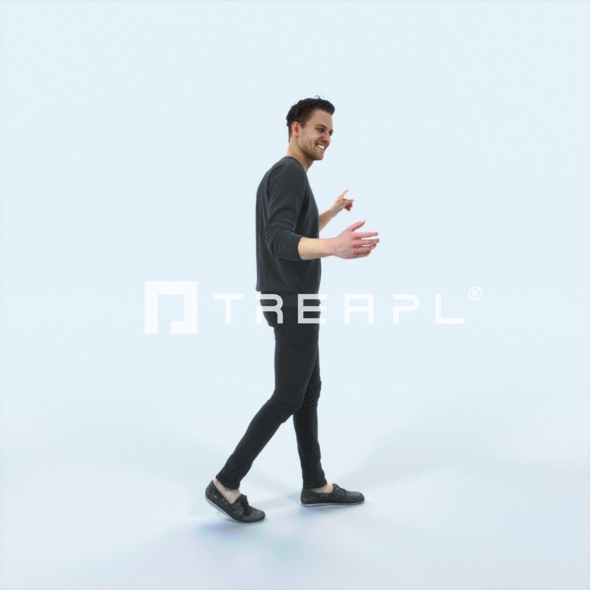 Virtue 11B pointing Couple Pointing walking Casual Man Low-poly 3D model_2