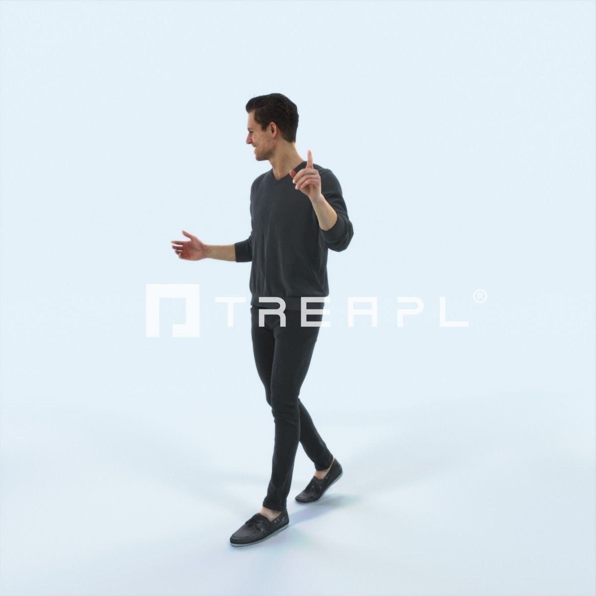 Virtue 11B pointing Couple Pointing walking Casual Man Low-poly 3D model_5