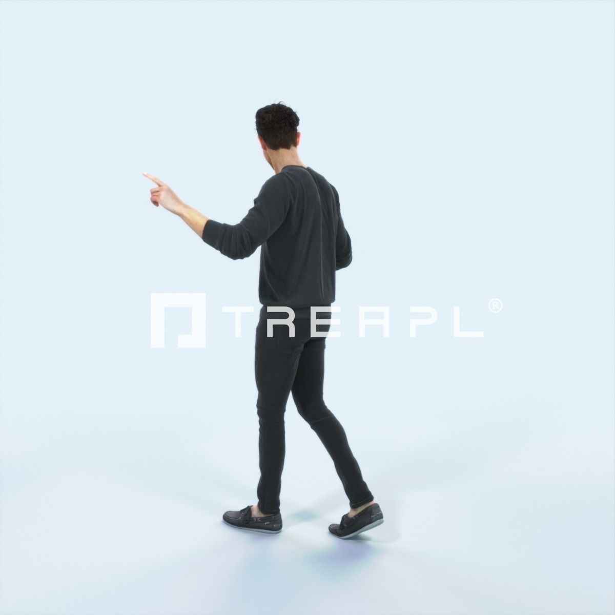 Virtue 11B pointing Couple Pointing walking Casual Man Low-poly 3D model_4