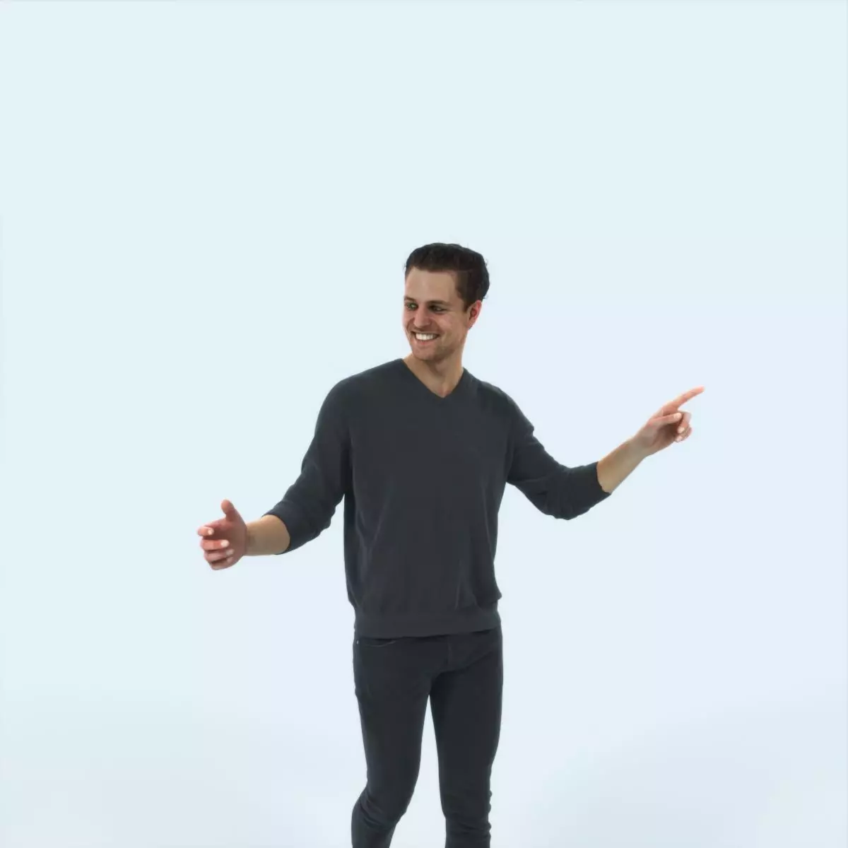 Virtue 11B pointing Couple Pointing walking Casual Man Low-poly 3D model_0