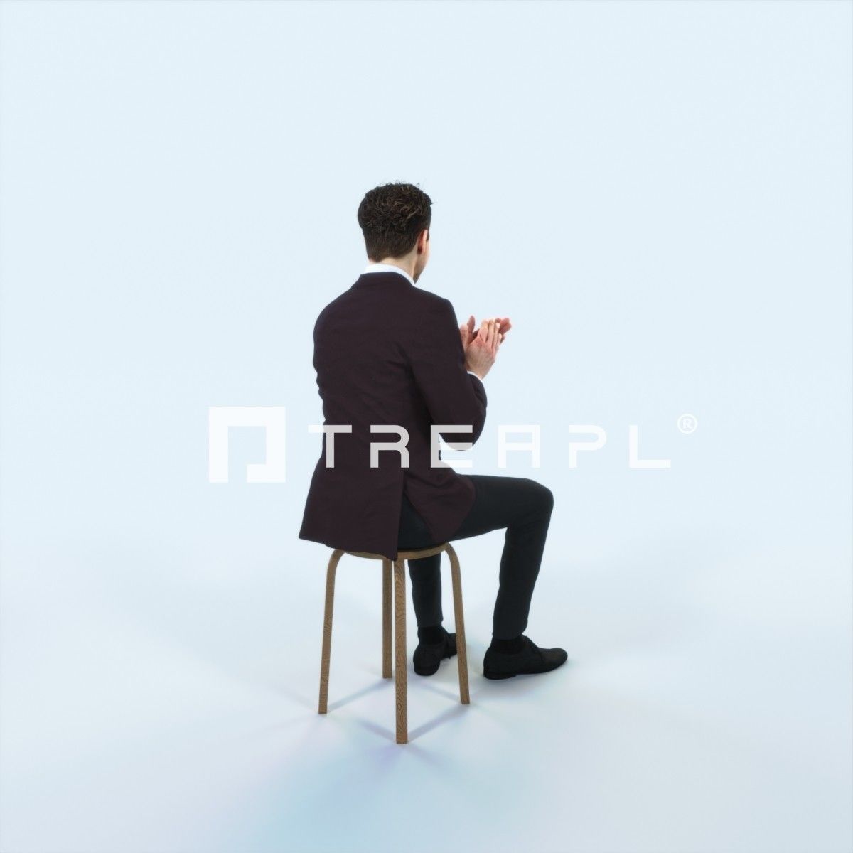 Virtue 13J Clapping Sitting Elegant Man Low-poly 3D model_3