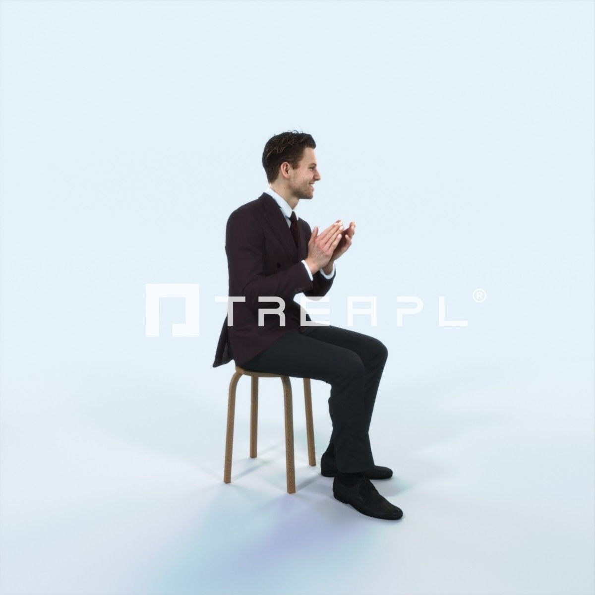 Virtue 13J Clapping Sitting Elegant Man Low-poly 3D model_2