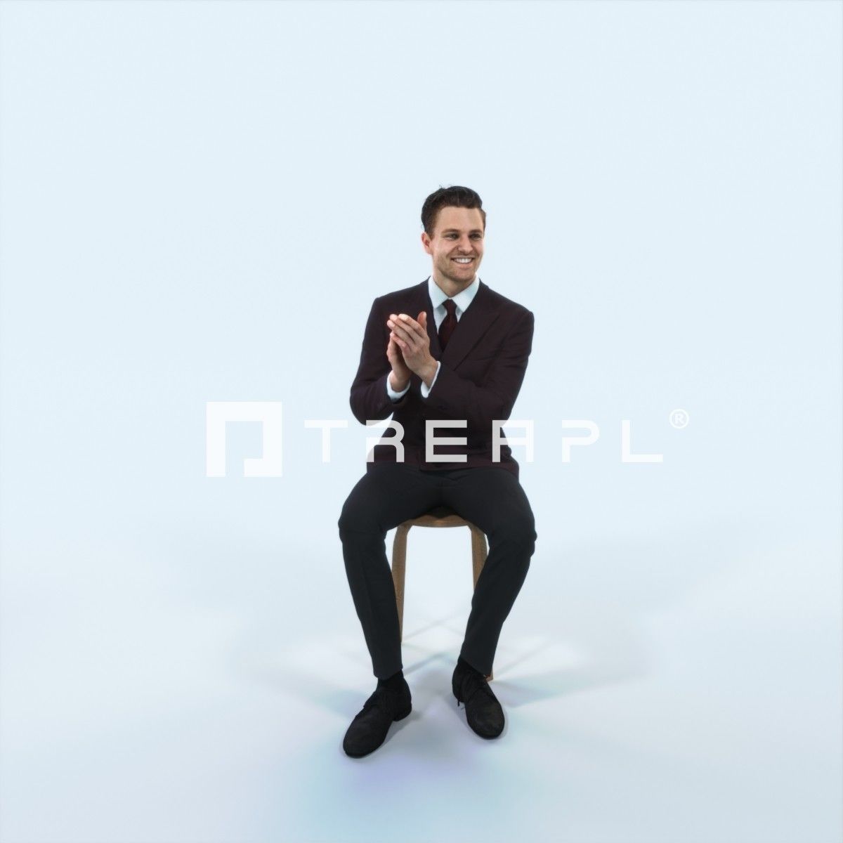 Virtue 13J Clapping Sitting Elegant Man Low-poly 3D model_1