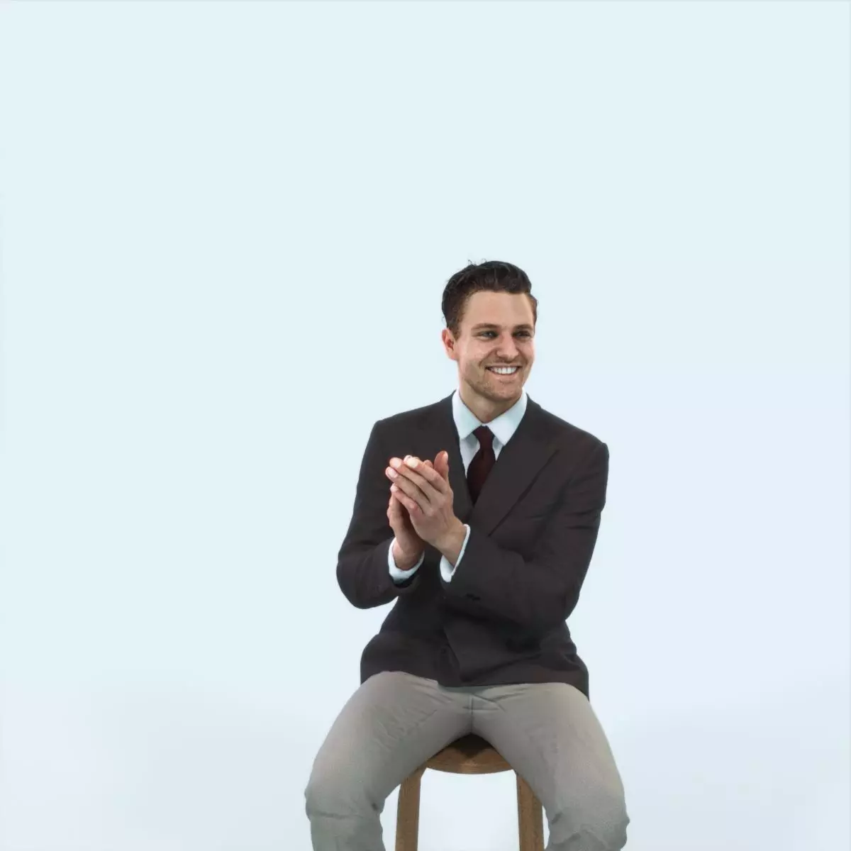 Virtue 13I Clapping Sitting Elegant Man Low-poly 3D model_0