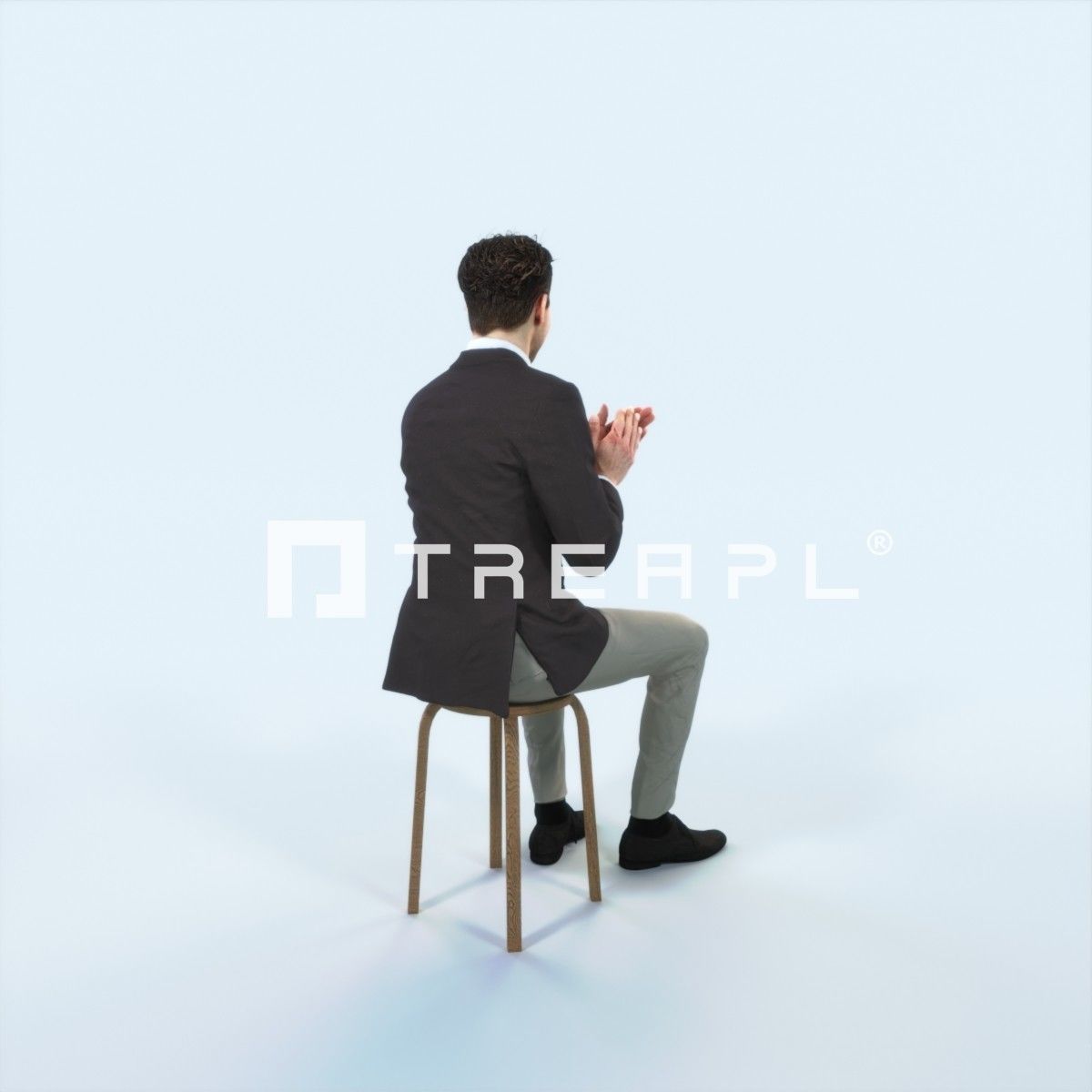 Virtue 13I Clapping Sitting Elegant Man Low-poly 3D model_3