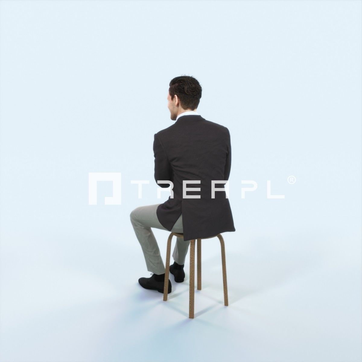 Virtue 13I Clapping Sitting Elegant Man Low-poly 3D model_4