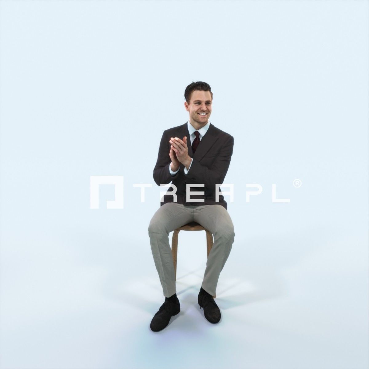 Virtue 13I Clapping Sitting Elegant Man Low-poly 3D model_1