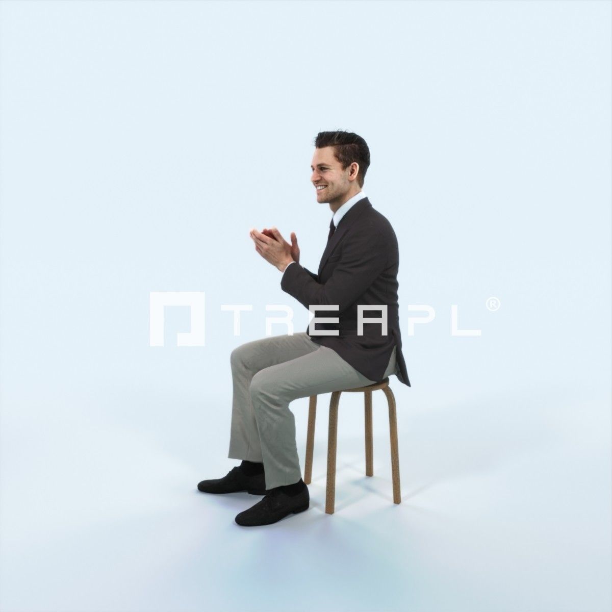 Virtue 13I Clapping Sitting Elegant Man Low-poly 3D model_5