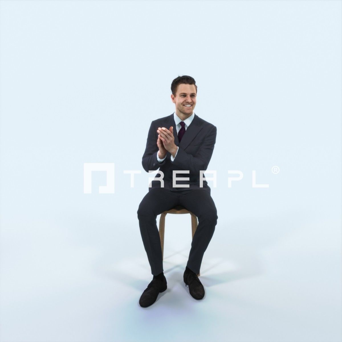Virtue 13F Clapping Sitting Elegant Man Low-poly 3D model_1