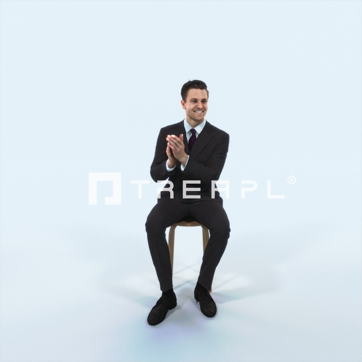 Virtue 13E Clapping Sitting Elegant Man Low-poly 3D model_1