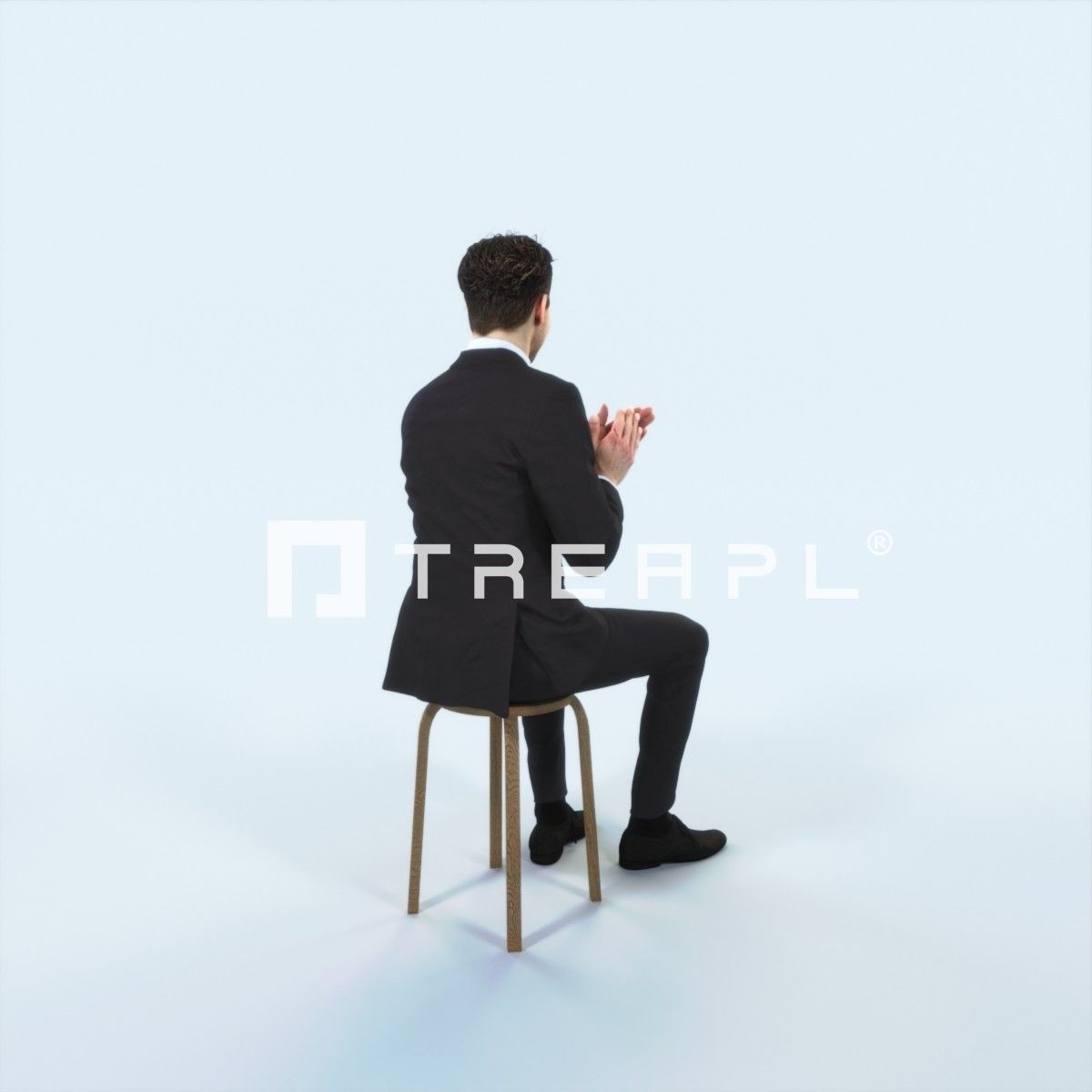 Virtue 13E Clapping Sitting Elegant Man Low-poly 3D model_3