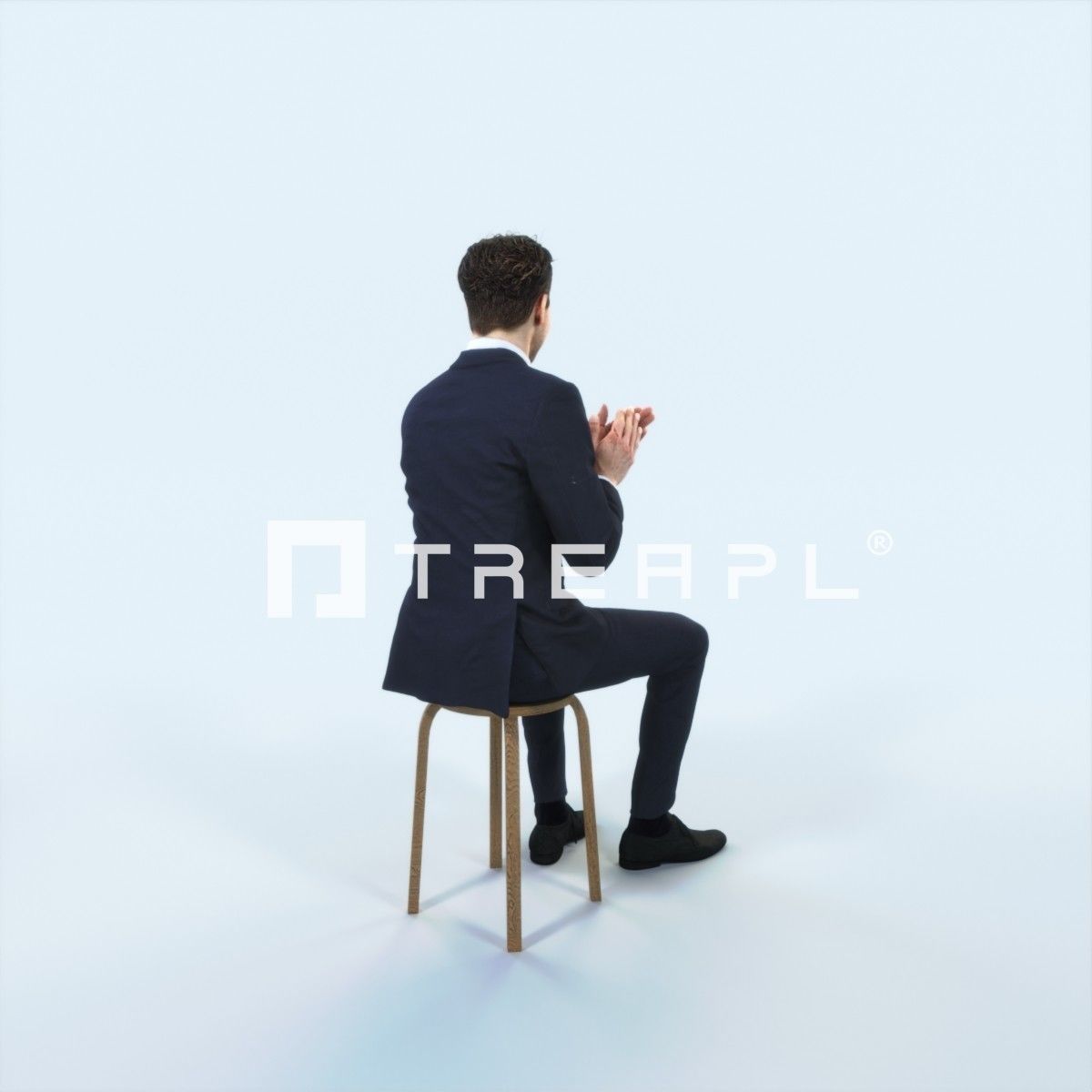 Virtue 13A Clapping Sitting Elegant Man Low-poly 3D model_3