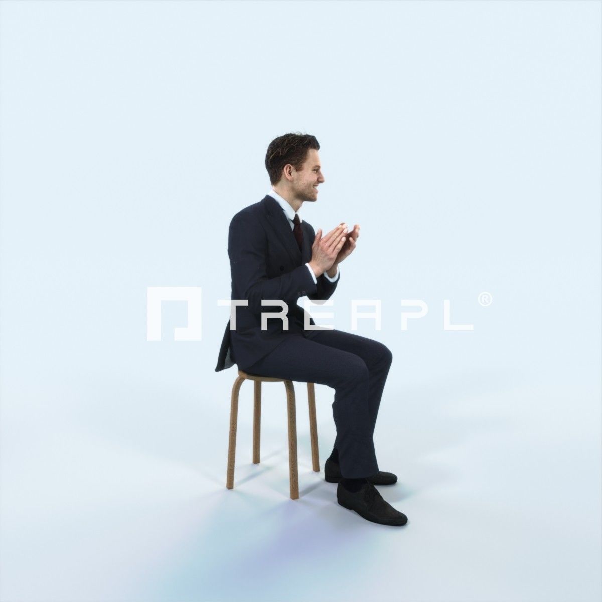 Virtue 13A Clapping Sitting Elegant Man Low-poly 3D model_2