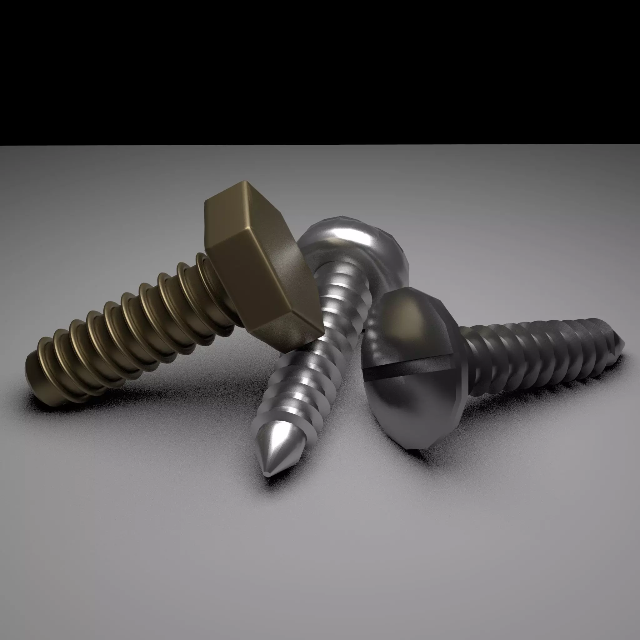 3 Different Types of Screws for Free Free 3D model