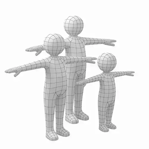 Stickman Kids in T-Pose BUNDLE 3D model