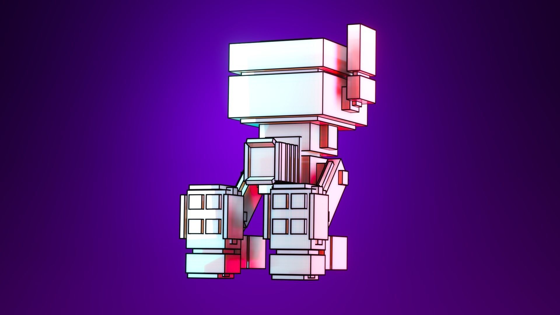 Low-Poly Pixel Art Drone Low-poly 3D model_5