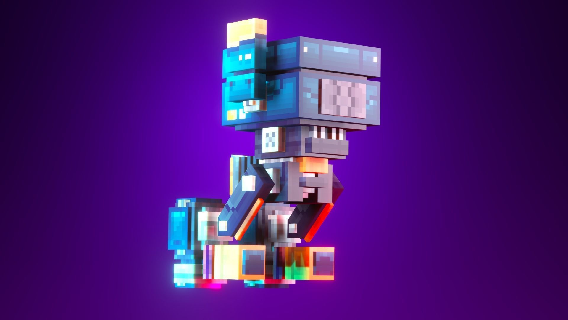 Low-Poly Pixel Art Drone Low-poly 3D model_4