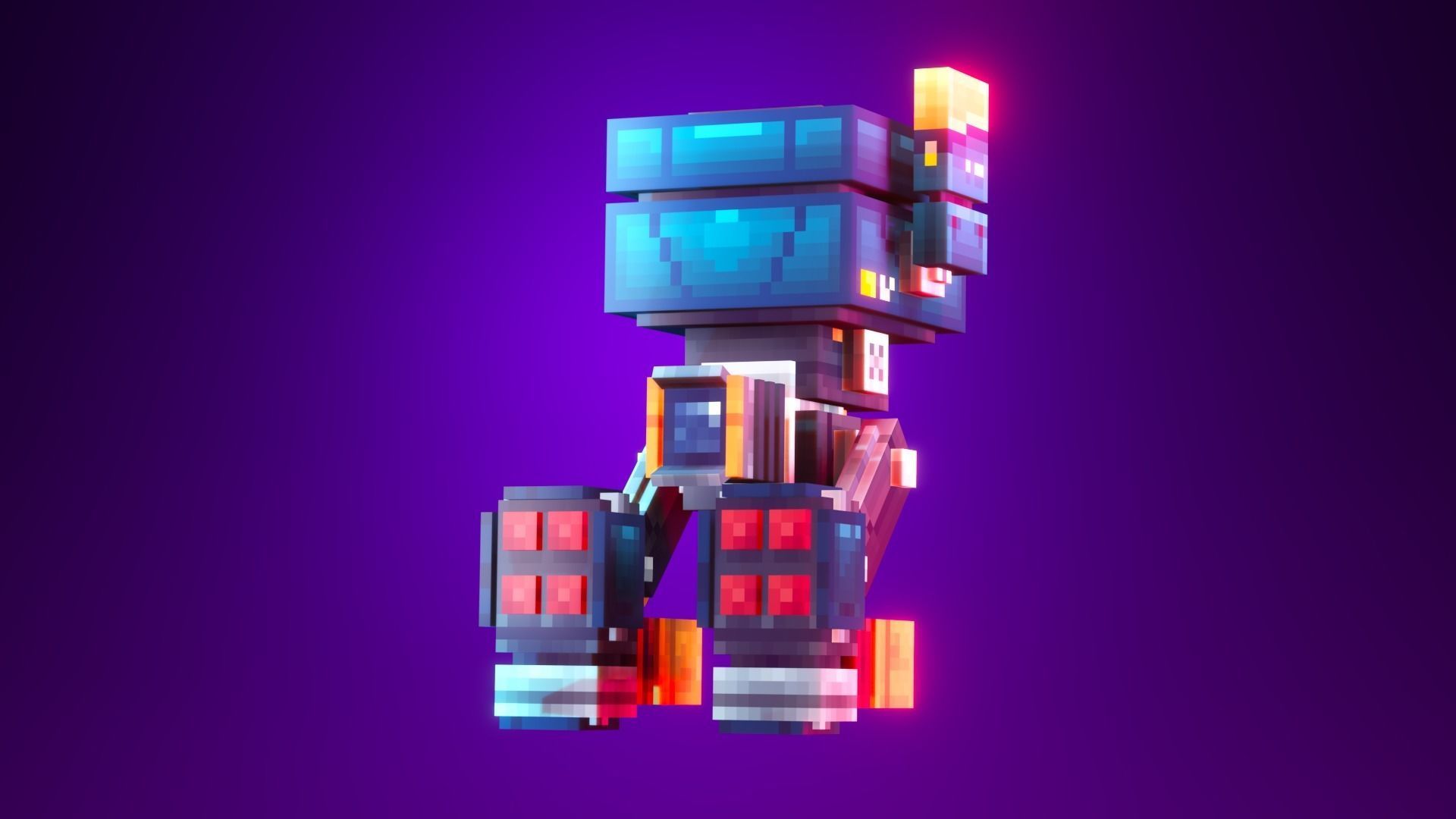 Low-Poly Pixel Art Drone Low-poly 3D model_1