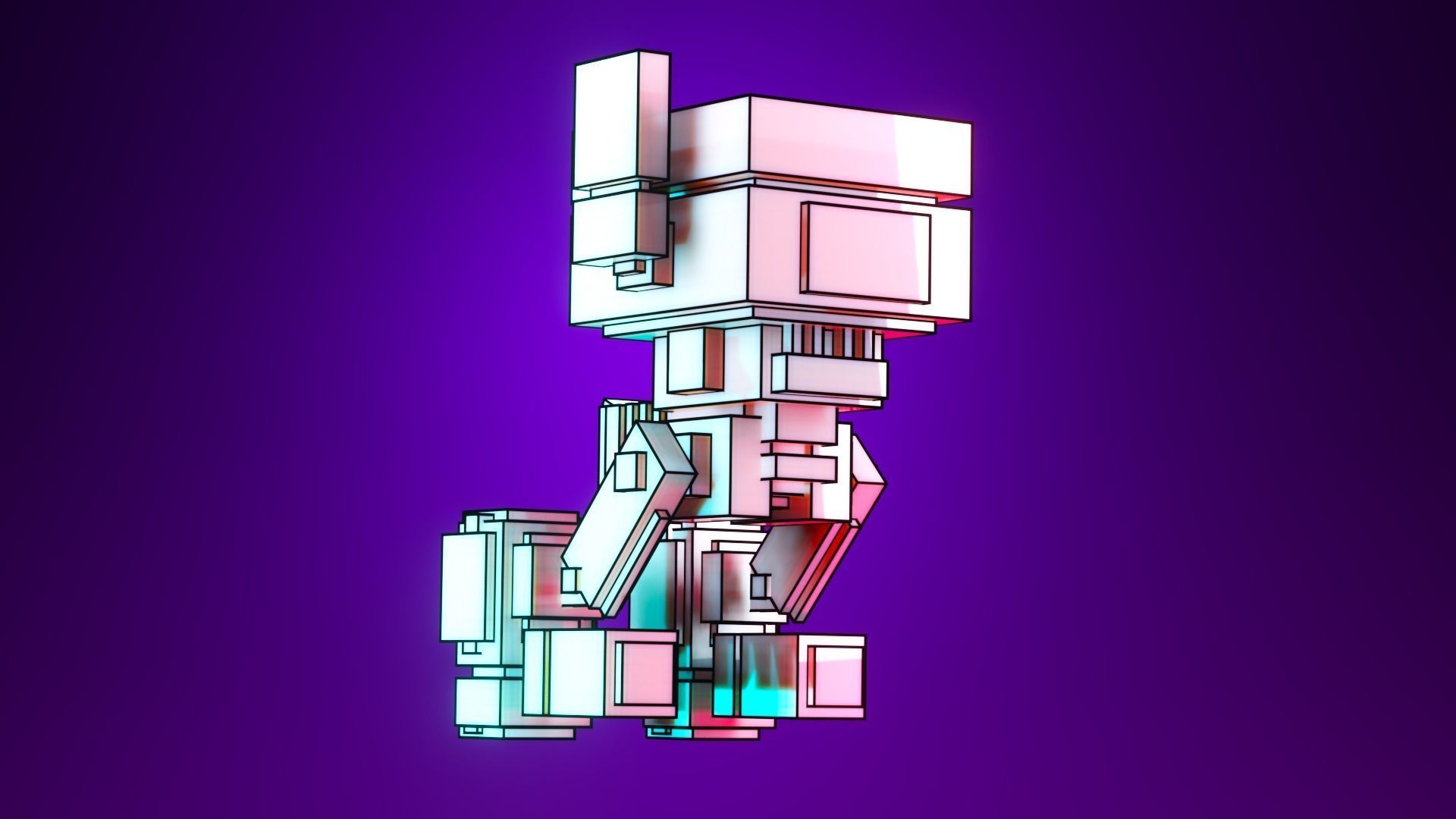 Low-Poly Pixel Art Drone Low-poly 3D model_7