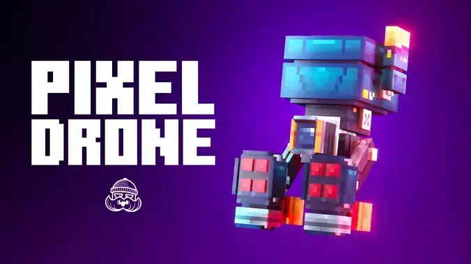 Low-Poly Pixel Art Drone Low-poly 3D model