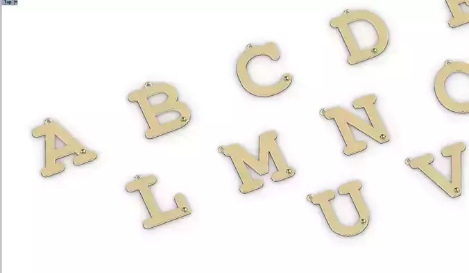 101210 P ABC 3 types of alphabet pendants 3D print 78 letters  3D print model