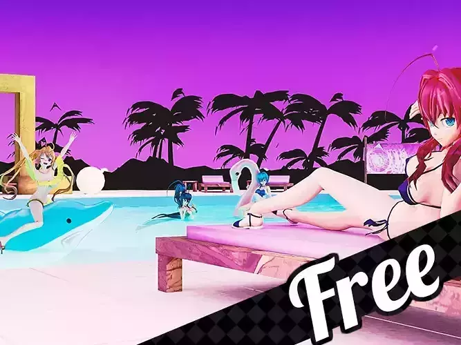 Highschool DxD - HERO Pool Stage MMD Model Free low-poly 3D model