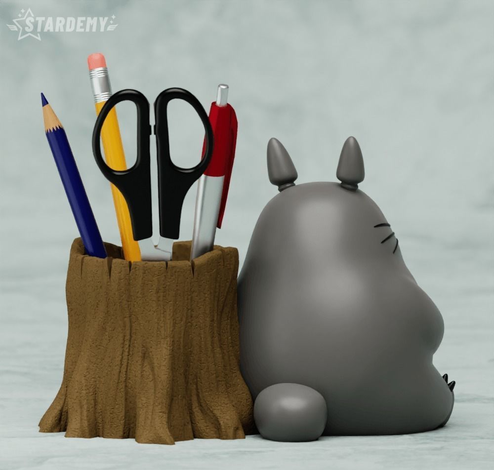 Totoro Planter Pen Holder Set 3D print model_11