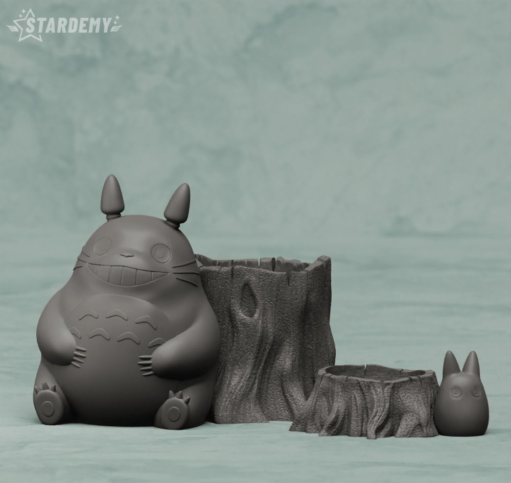 Totoro Planter Pen Holder Set 3D print model_3