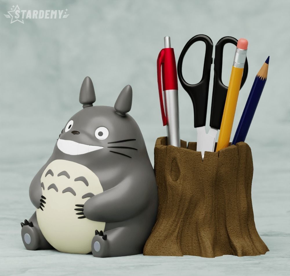 Totoro Planter Pen Holder Set 3D print model_5