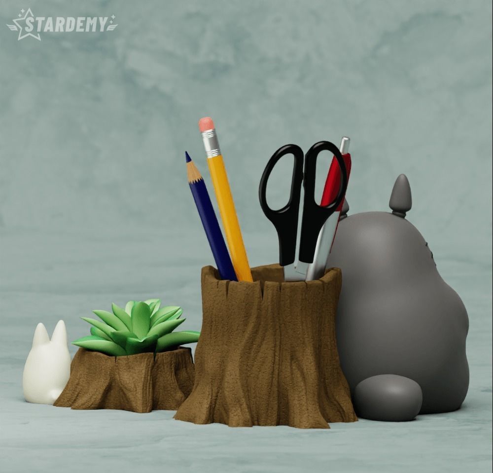 Totoro Planter Pen Holder Set 3D print model_14