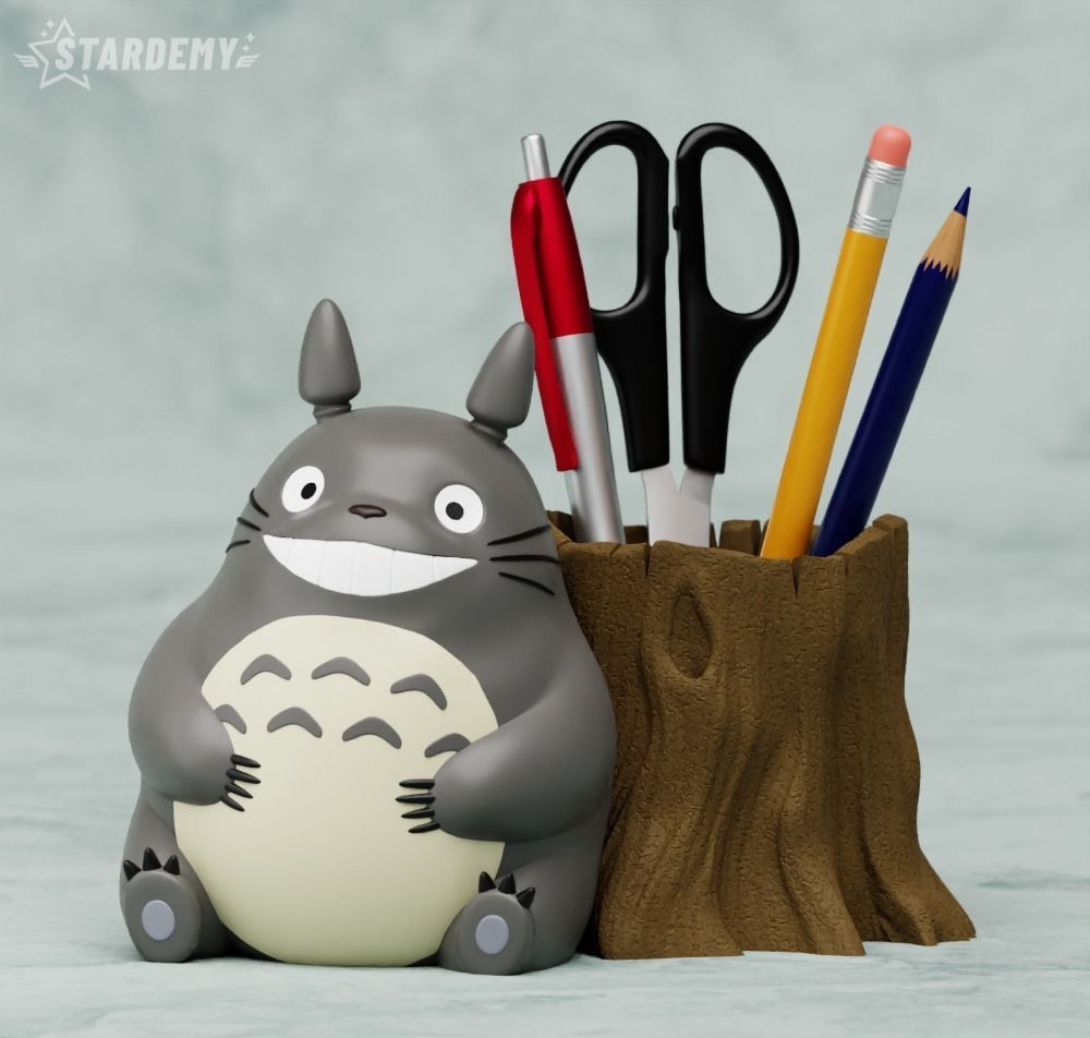 Totoro Planter Pen Holder Set 3D print model_9