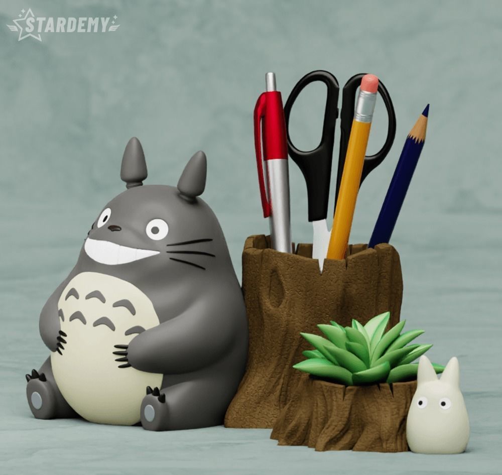 Totoro Planter Pen Holder Set 3D print model_13