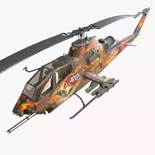 Bell AH-1S Cobra JGSDF Akane Kisarazu Basic Animation Low-poly 3D model