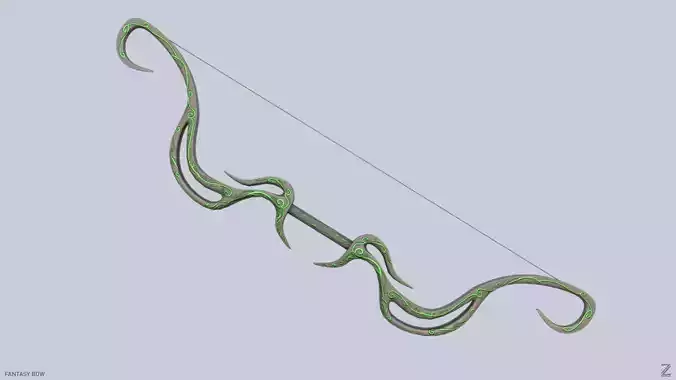 Fantasy bow Low-poly 3D model