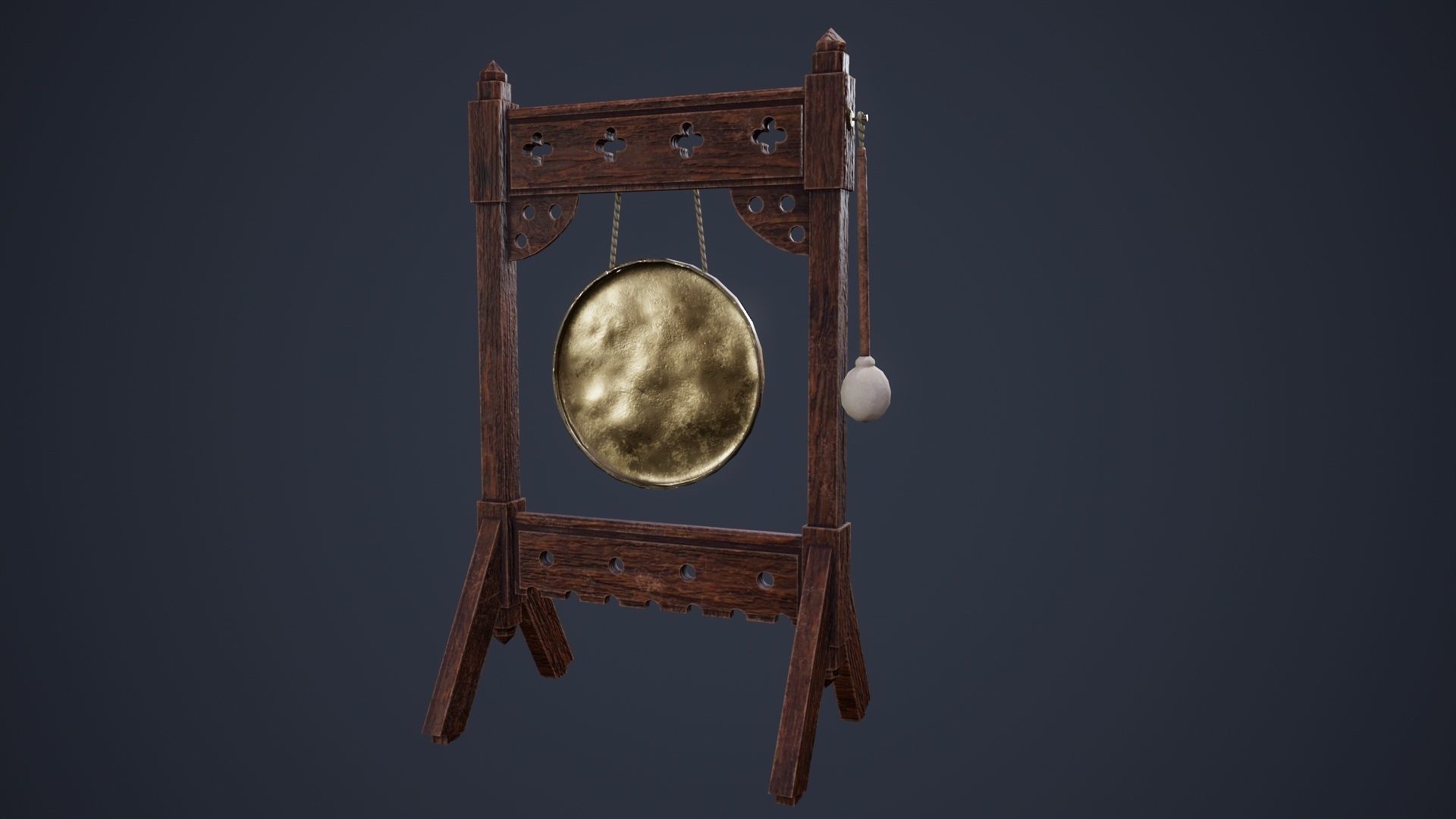 Antique Gong Low-poly 3D model_3