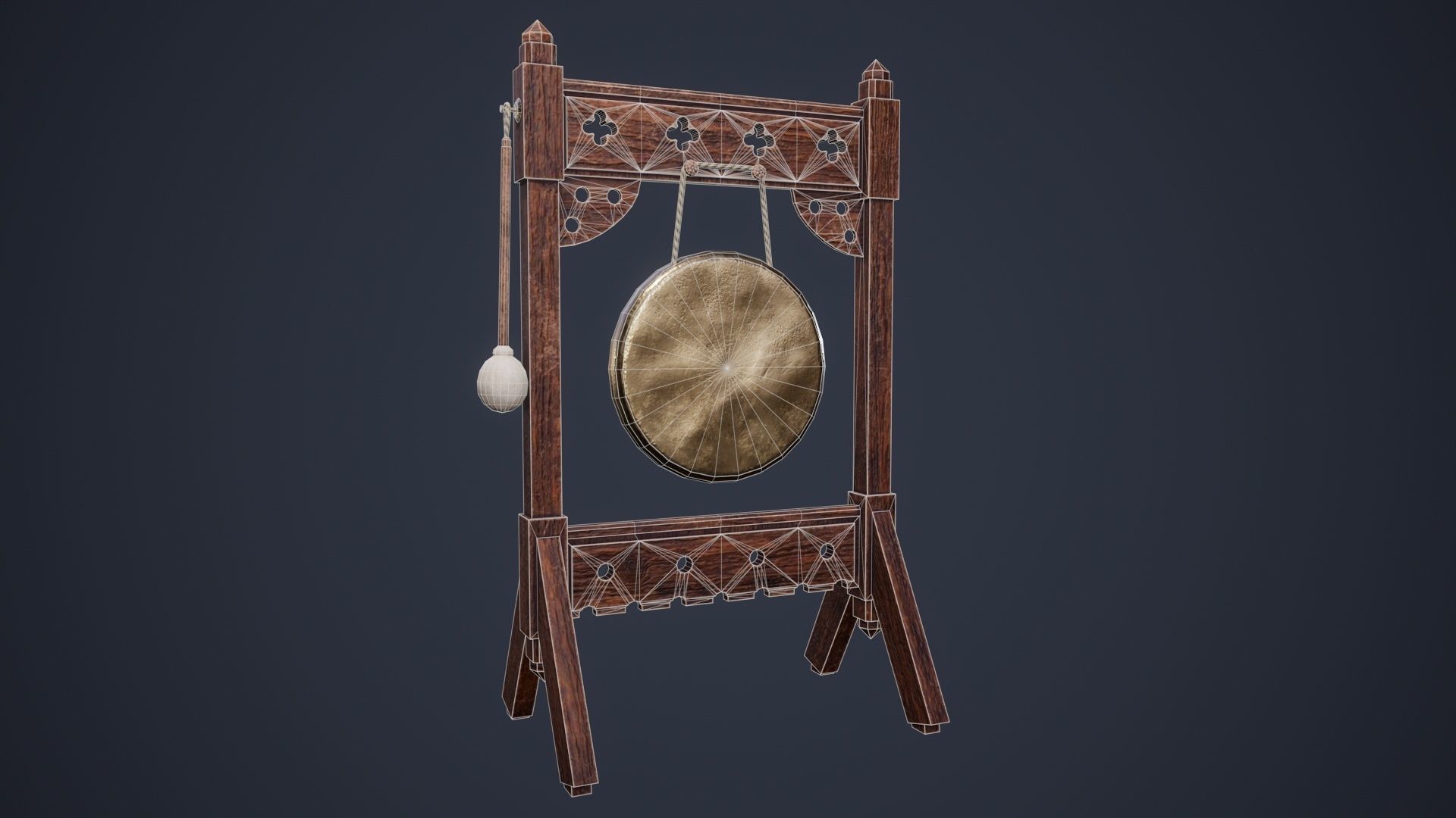 Antique Gong Low-poly 3D model_6
