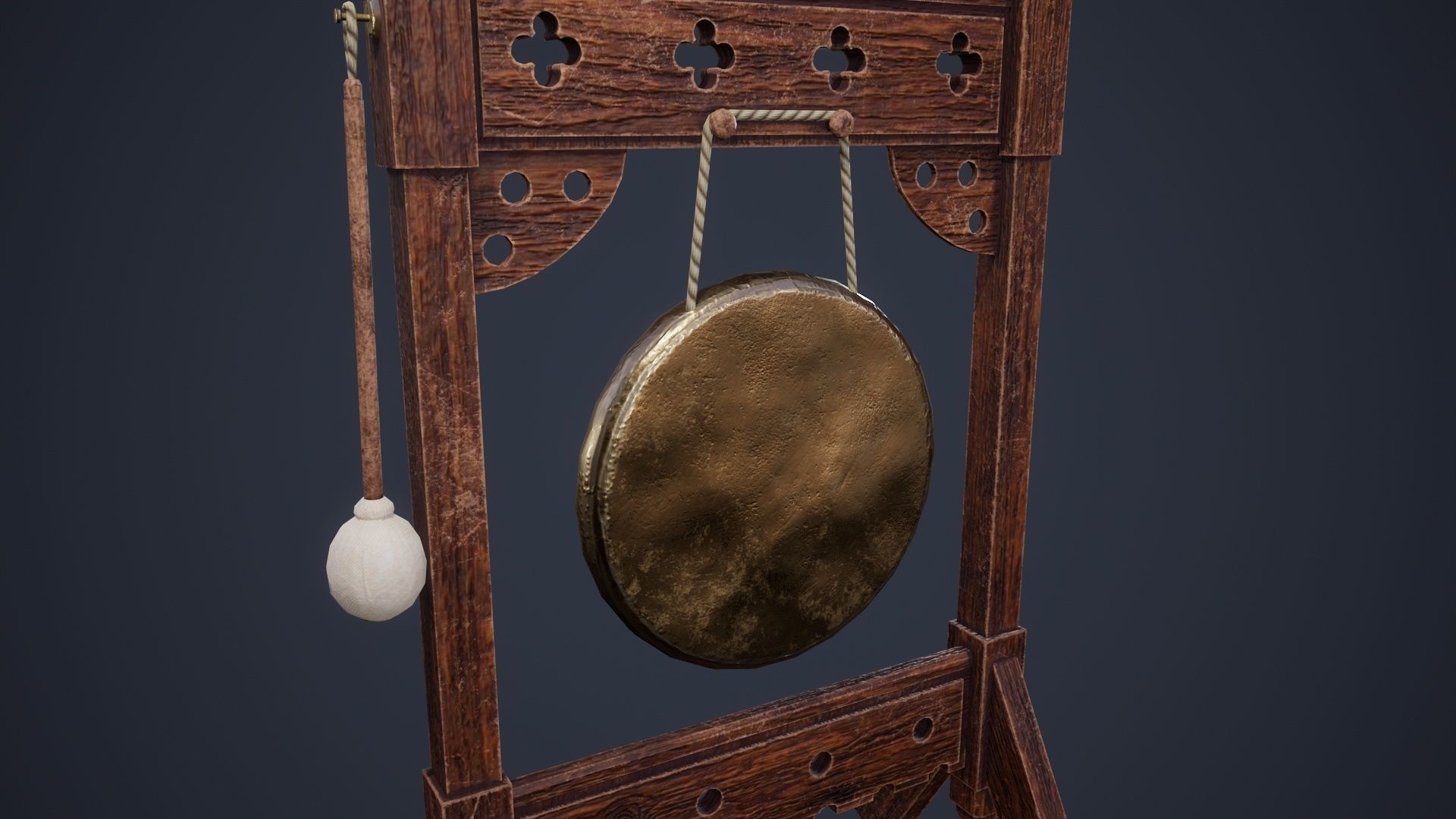 Antique Gong Low-poly 3D model_4