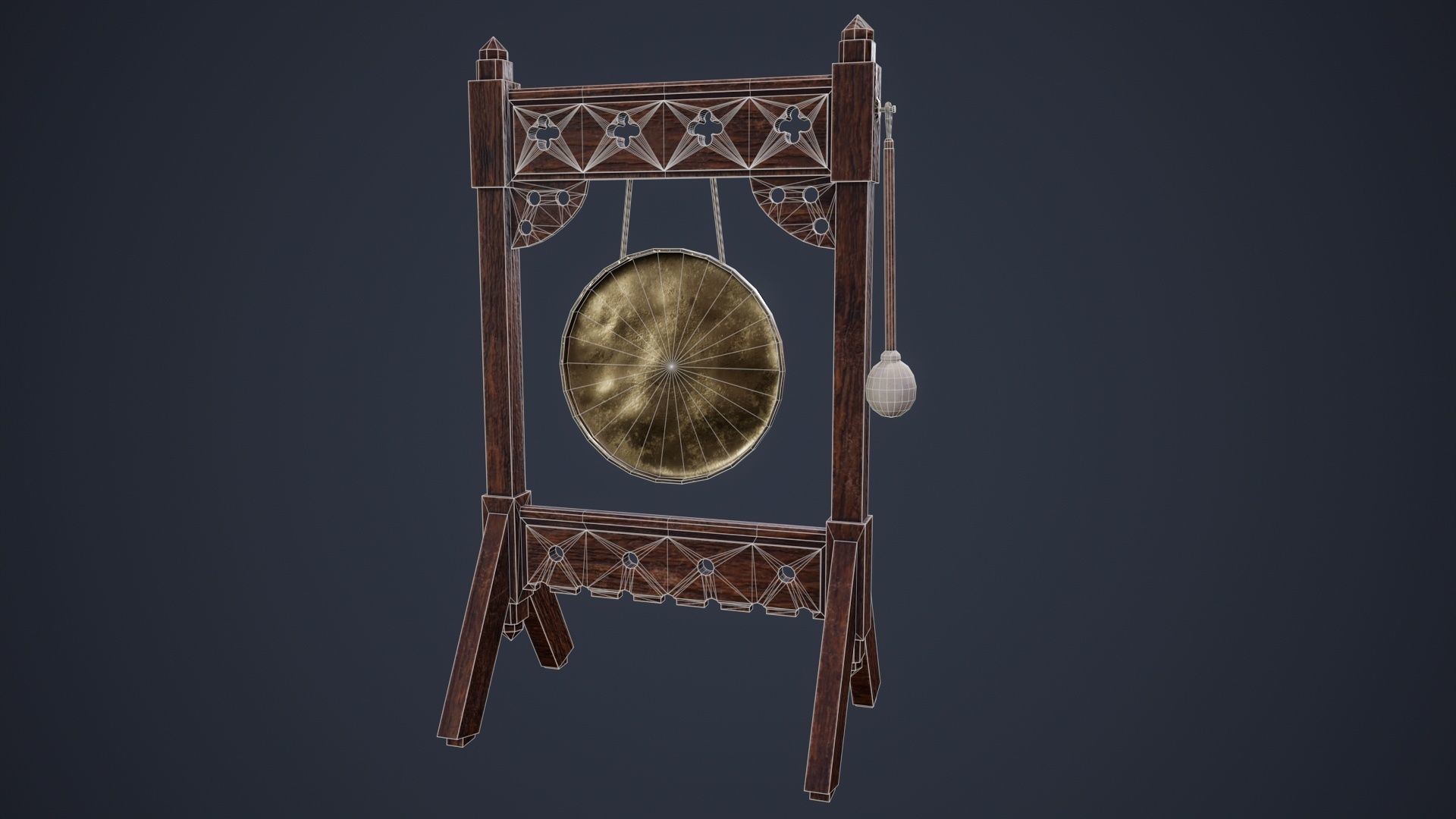 Antique Gong Low-poly 3D model_7