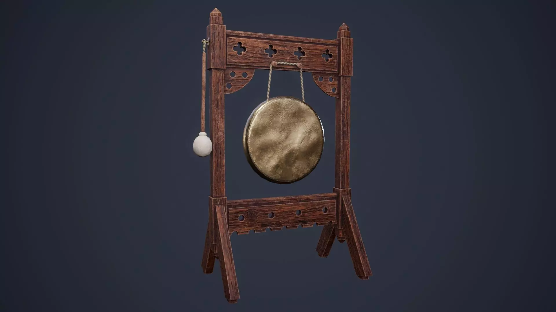 Antique Gong Low-poly 3D model_0