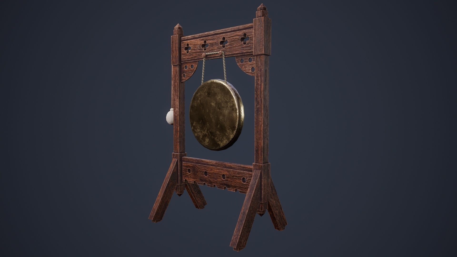 Antique Gong Low-poly 3D model_2