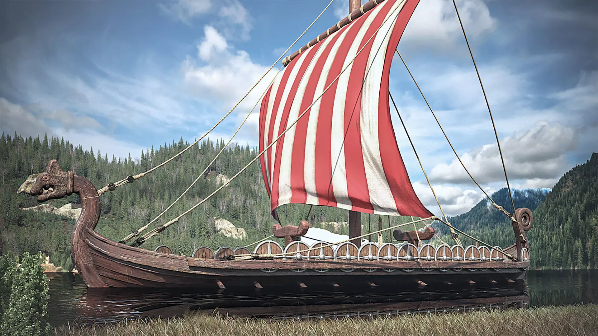 3D model Drakkar Viking Ship 3D model_0