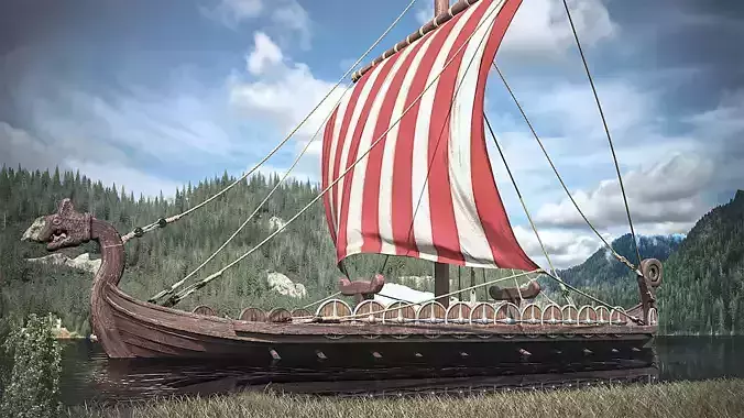 3D model Drakkar Viking Ship 3D model