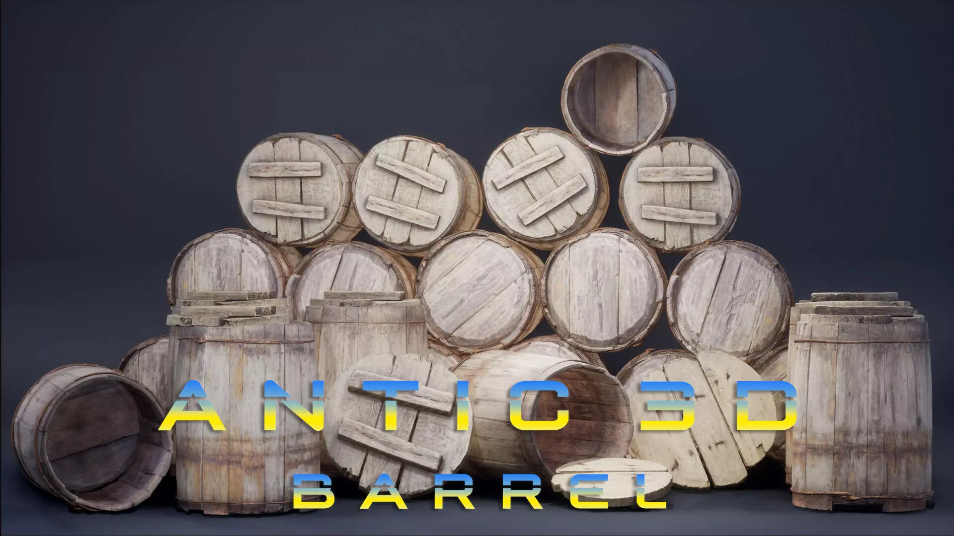 Old Wooden Barrel Low-poly 3D model