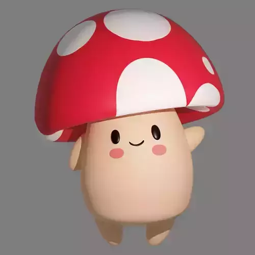 Rigged Mushroom Cartoon Character Low-poly 3D model