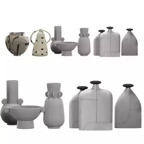Collection of decorative vases 3D model