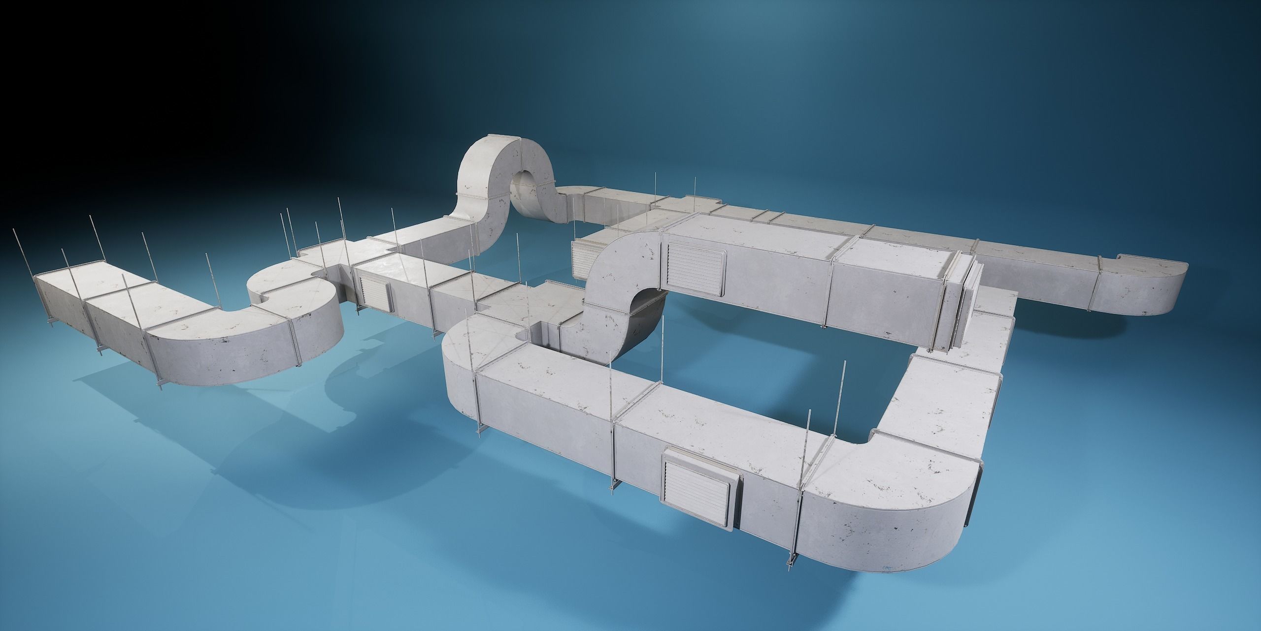 Game-ready PBR Industrial Modular Vent System - Low poly Low-poly 3D model_4