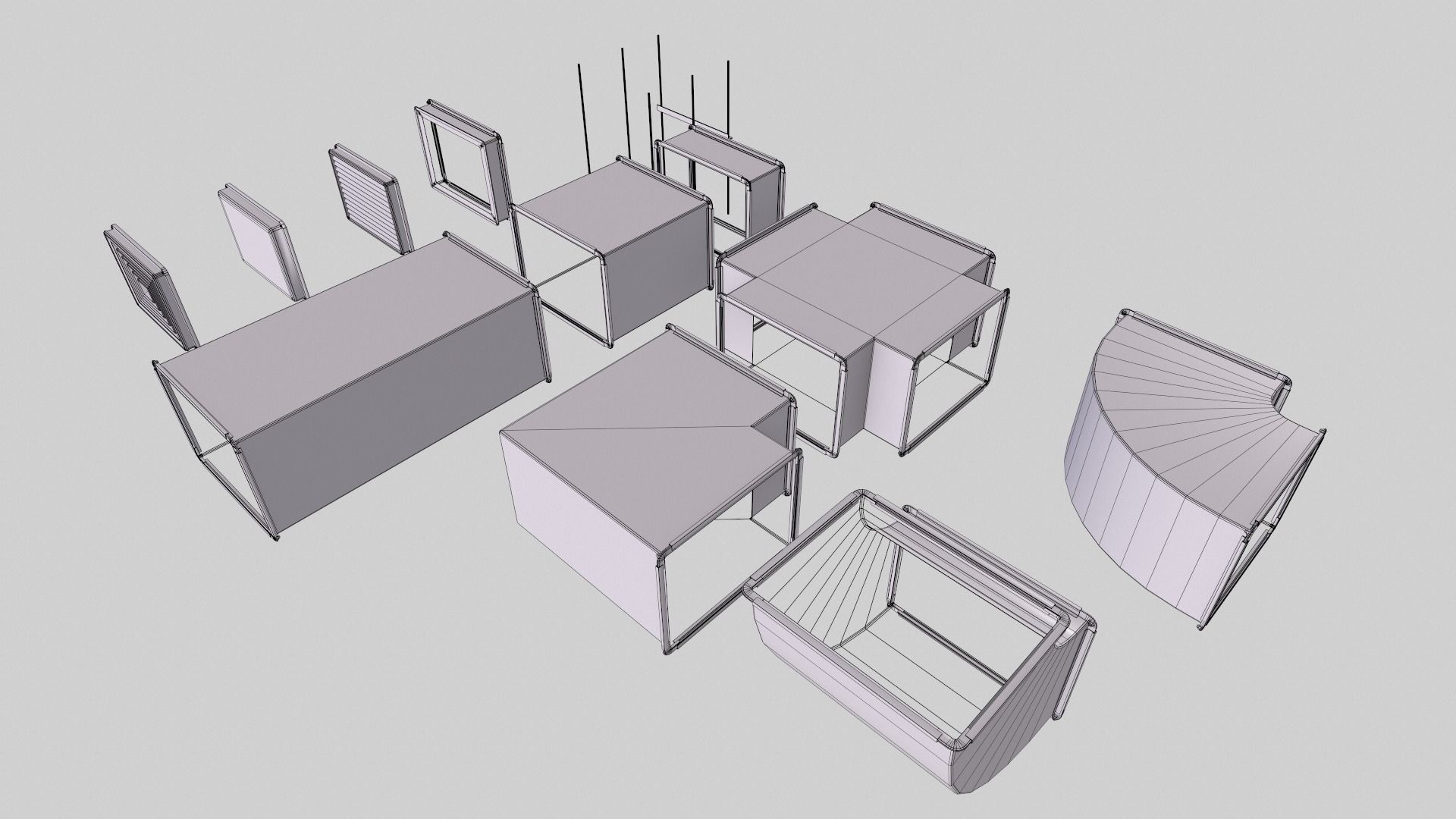 Game-ready PBR Industrial Modular Vent System - Low poly Low-poly 3D model_10